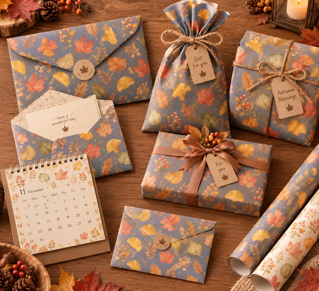 無料あり|秋 紅葉柄デジタルペーパー 6枚セット|Autumn Leaves Digital Paper|背景素材・ デジタル手帳・壁紙・ラッピング|大人かわいい・くすみカラー