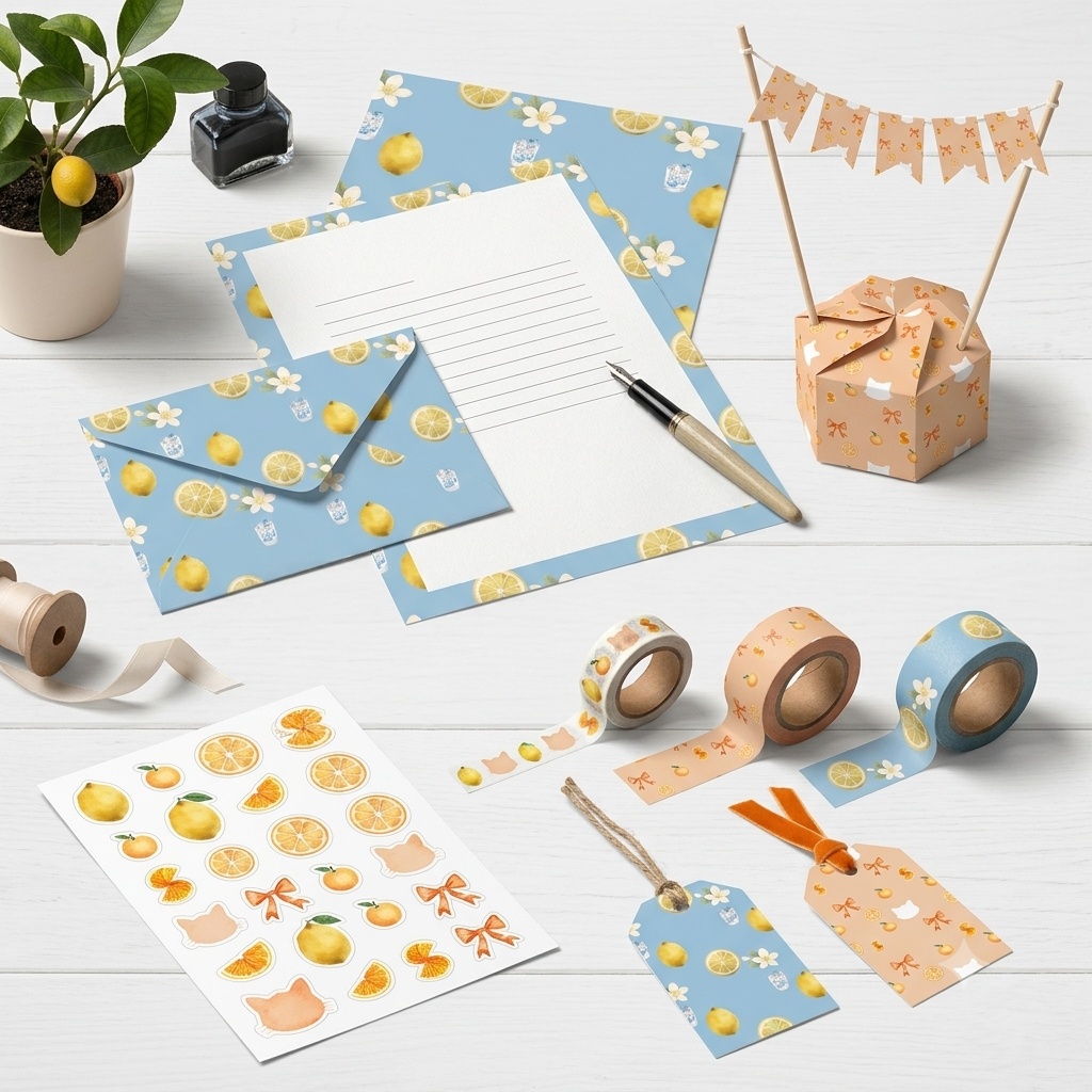 フルーツ(いちご・みかん・れもん) デジタルペーパー 6枚セット|Fruits Collection Digital Paper|Strawberry|Mandarin Orange|Lemon|背景素材・ デジタル手帳・壁紙・ラッピング|大人かわいい・くすみカラー