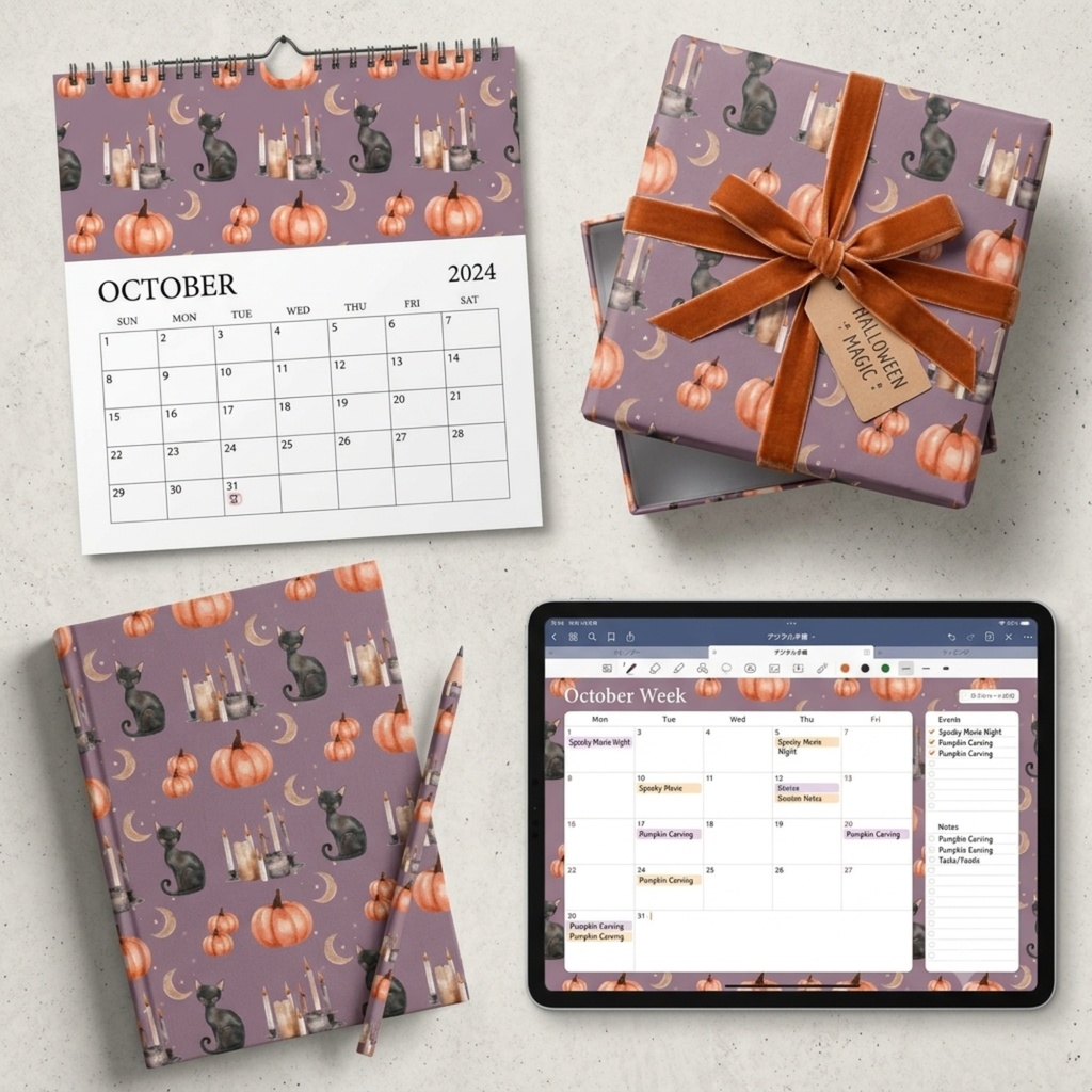 無料あり|ハロウィン デジタルペーパー 6枚セット|Halloween Digital Paper|背景素材・ デジタル手帳・壁紙・ラッピング|大人かわいい・くすみカラーろ
