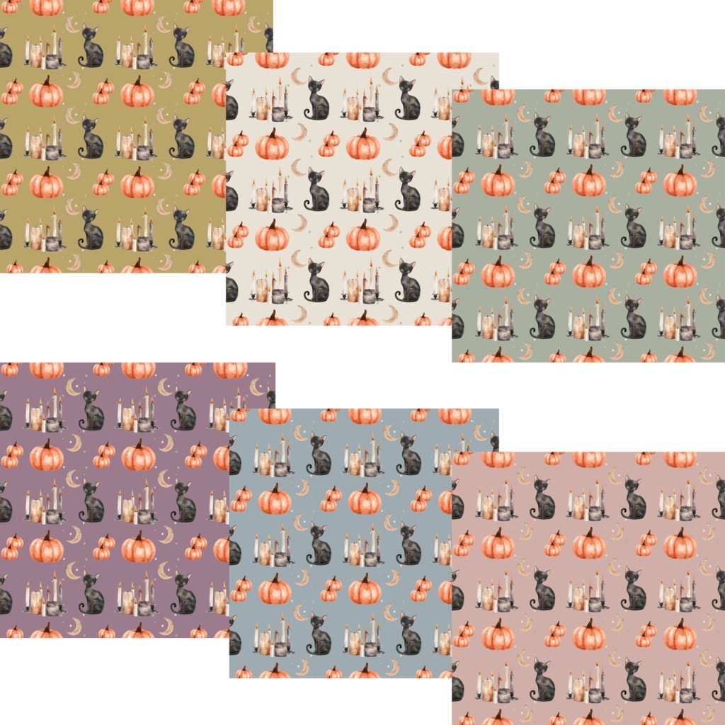 無料あり|ハロウィン デジタルペーパー 6枚セット|Halloween Digital Paper|背景素材・ デジタル手帳・壁紙・ラッピング|大人かわいい・くすみカラーろ