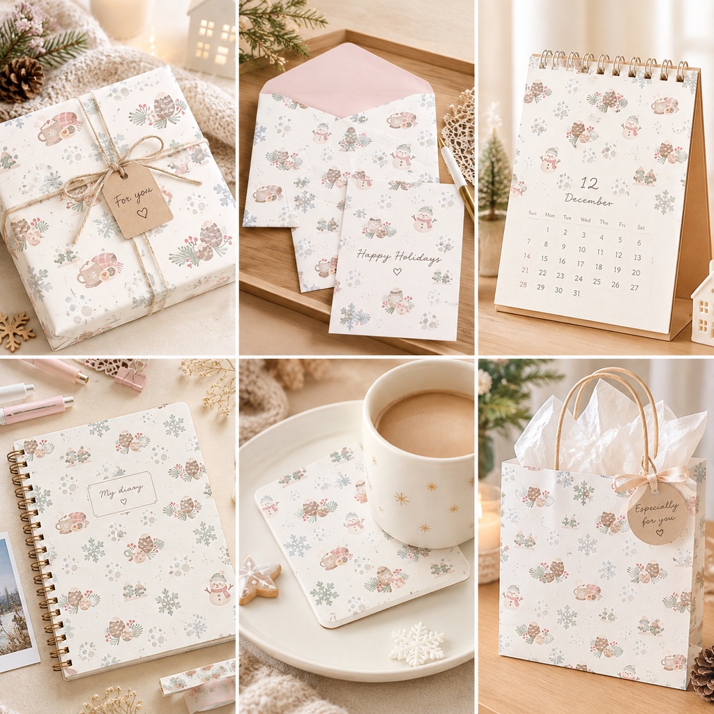 無料あり|冬の温もりデジタルペーパー 6枚セット|Winter Collection Digital Paper|背景素材・ デジタル手帳・壁紙・ラッピング|大人かわいい・くすみカラー