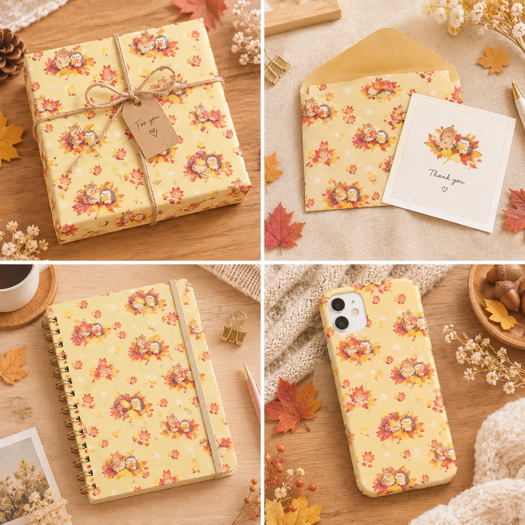 無料あり|秋の紅葉 デジタルペーパー6枚セット|Autumn Digital Paper|背景素材・ デジタル手帳・壁紙・ラッピング|大人かわいい・くすみカラー