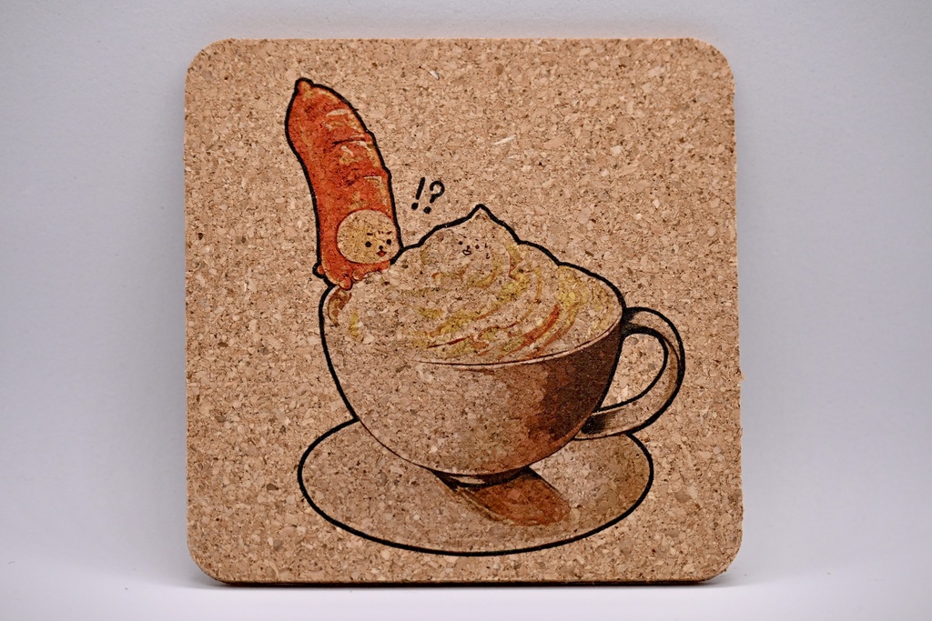 コルクコースター 困惑するウインナーコーヒー