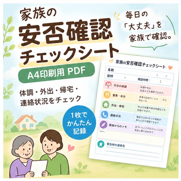 家族の安否確認チェックシート｜A4印刷用PDF