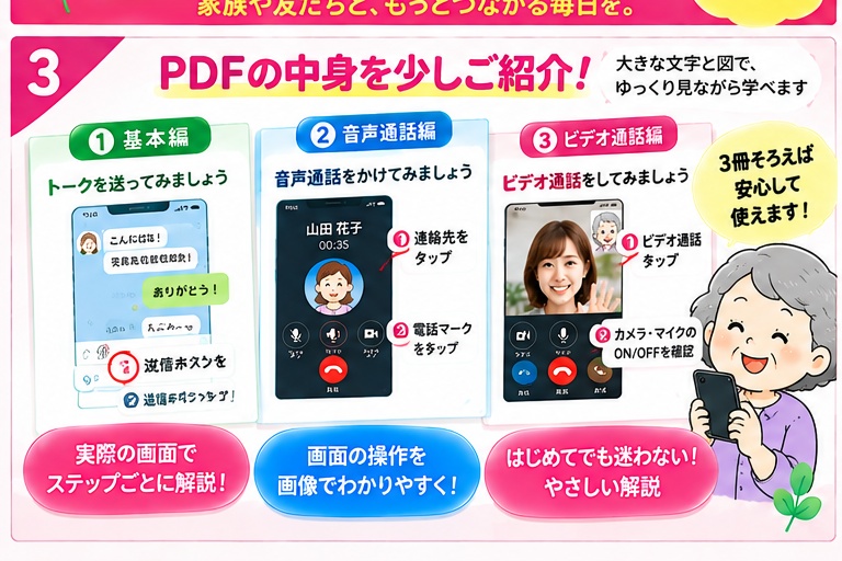 【3冊セット】誰でも分かるLINEの使い方|基本・音声通話・ビデオ通話をまとめてやさしく解説