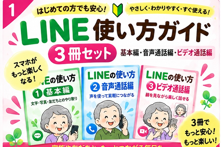 【3冊セット】誰でも分かるLINEの使い方｜基本・音声通話・ビデオ通話をまとめてやさしく解説