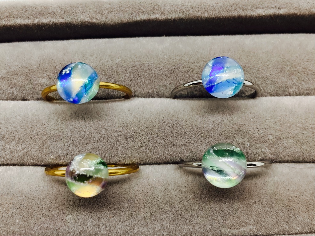 3色ガラスリング