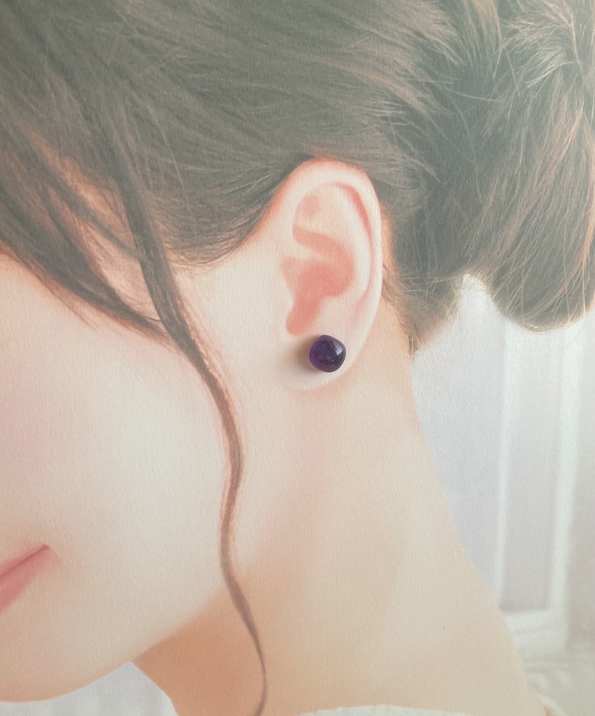 パープル系ガラスピアス