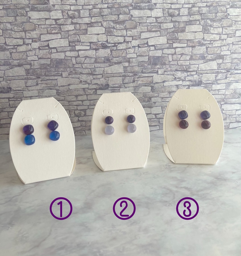 パープル系ガラスピアス