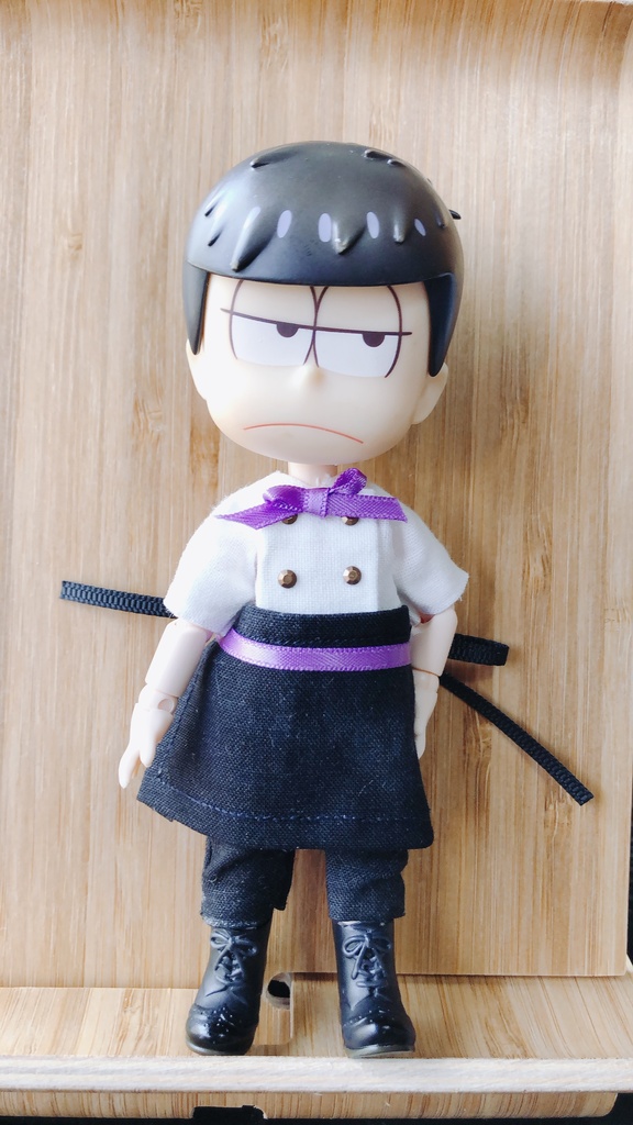 💜紫💜カフェ店員さん衣装2点セット（Tシャツ、エプロン）オビツ11 ねんどろいどどーる 