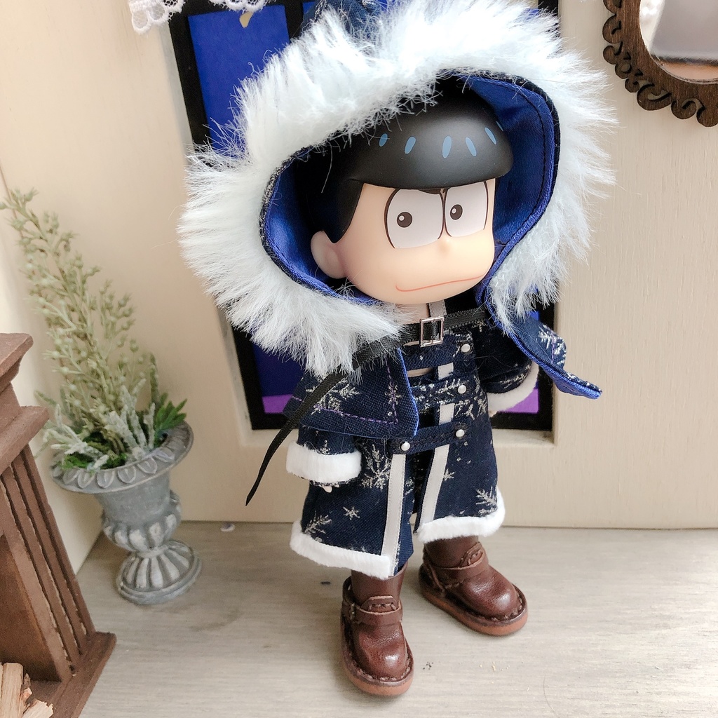 【🎄大人気の為再販】雪柄✖️紺❄️💙サンタコート2点セット オビツ11 ねんどろいどどーる兼用