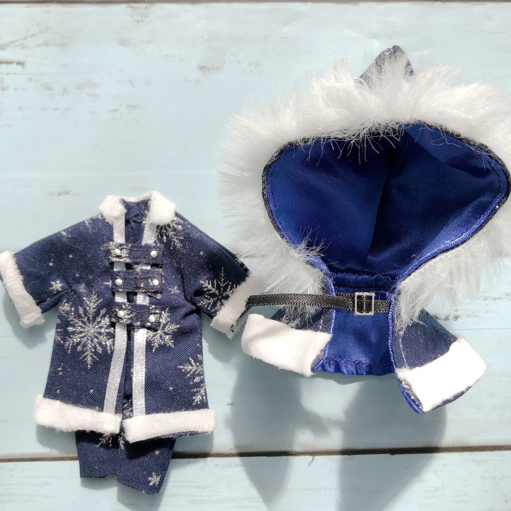【🎄大人気の為再販】雪柄✖️紺❄️💙サンタコート2点セット オビツ11 ねんどろいどどーる兼用