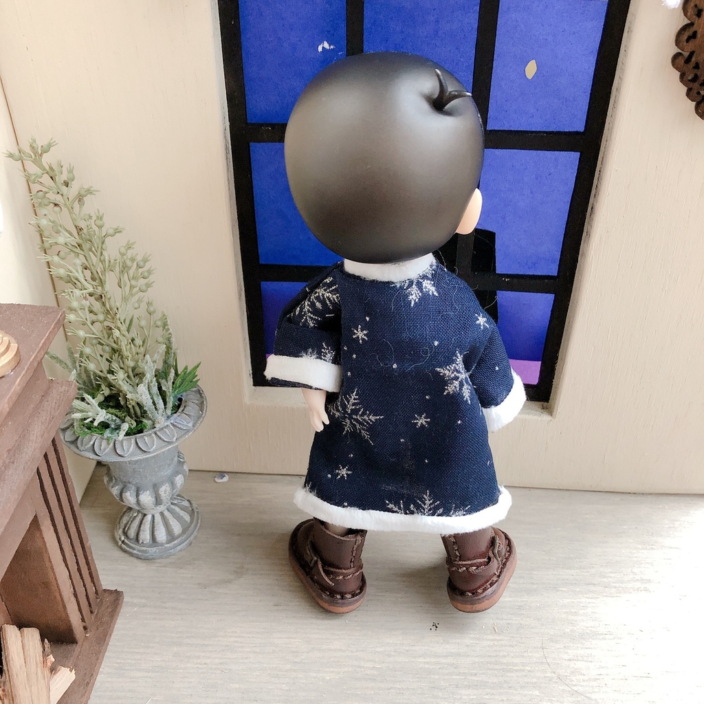 【🎄大人気の為再販】雪柄✖️紺❄️💙サンタコート2点セット オビツ11 ねんどろいどどーる兼用