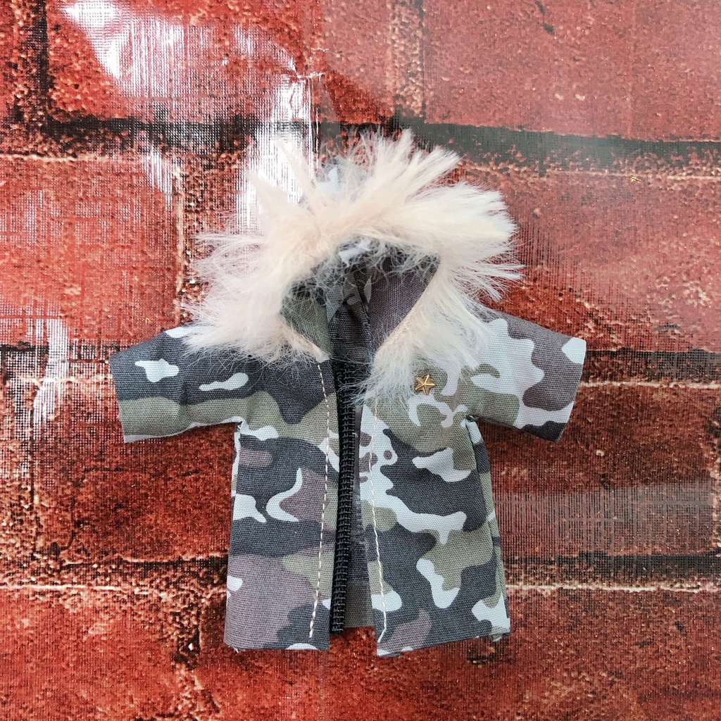 【コート】ミリタリーグレー柄🖤シンプルなモッズコート⭐︎オビツ11ねんどろいどどーる兼用