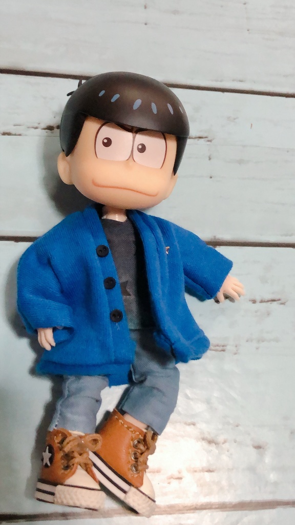 【カーディガン】手触りふわふわニット💕シンプルなブルー💙カーディガン⭐︎オビツ11ねんどろいど どーる兼用