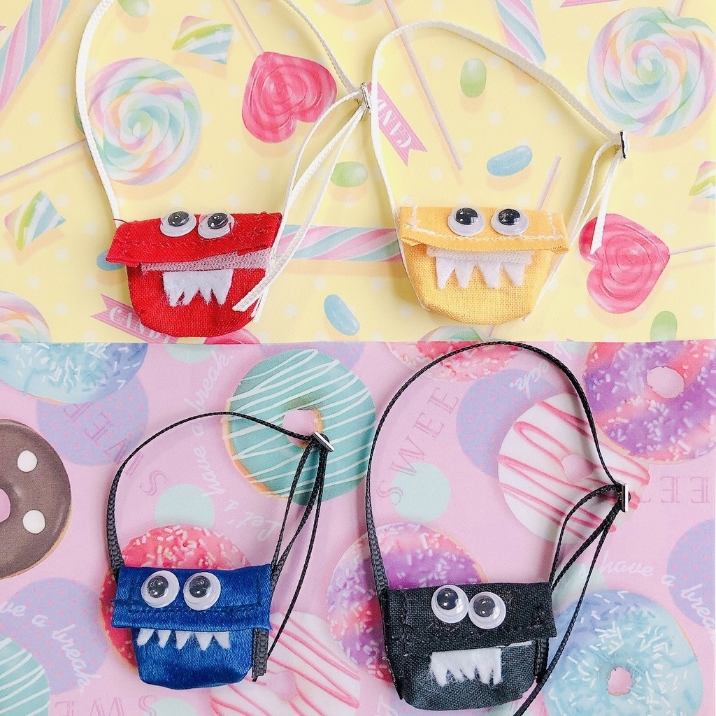 【バッグ】❤️💙💛🖤ばくばく食べちゃう‼️モンスターバッグ👾ぬいオビツ11 ねんどろいどどーるにも