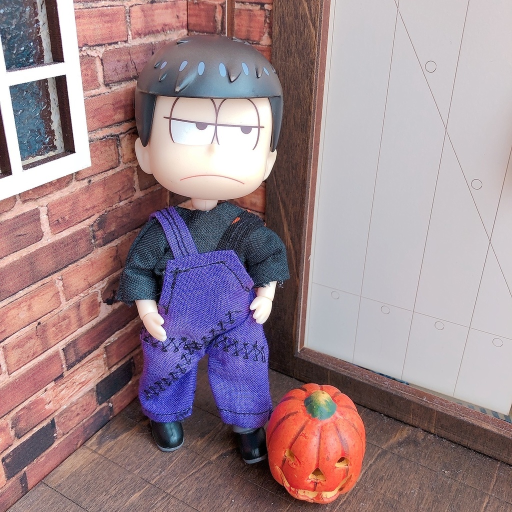 💜つぎはぎサロペット2点セット オビツ11ねんどろいどどーる兼用 つなぎ オーバーオール