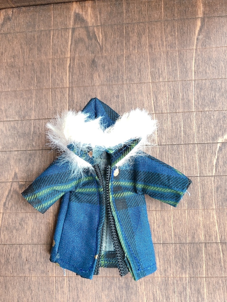 【コート】💙ブルーチェック柄モッズコート⭐︎オビツ11ねんどろいどどーる兼用