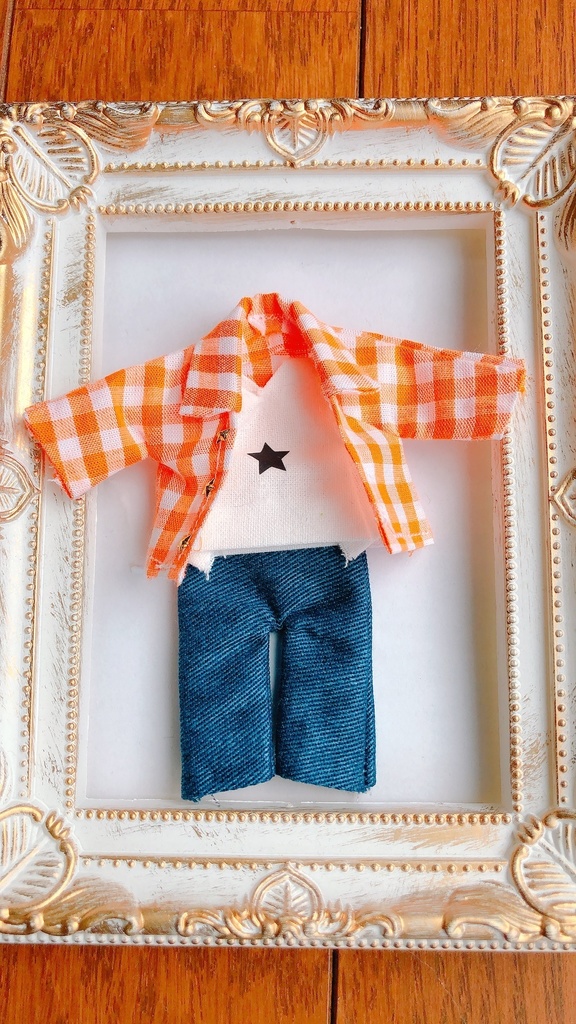【3点セット】🧡カラフルチェック柄3点セット オビツ11ねんどろいどどーる兼用