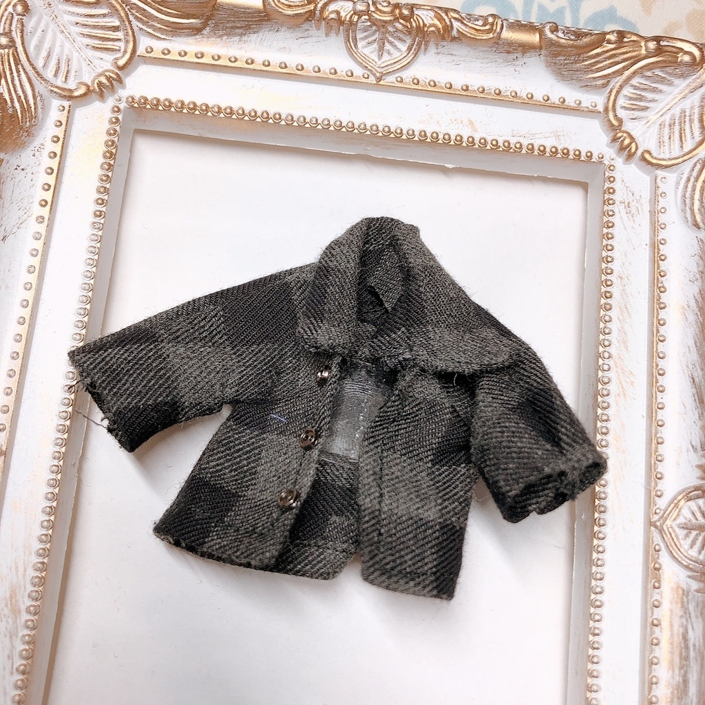 ふわふわの肌触り🖤ブラックチェックシャツオビツ11ねんどろいどどーる兼用
