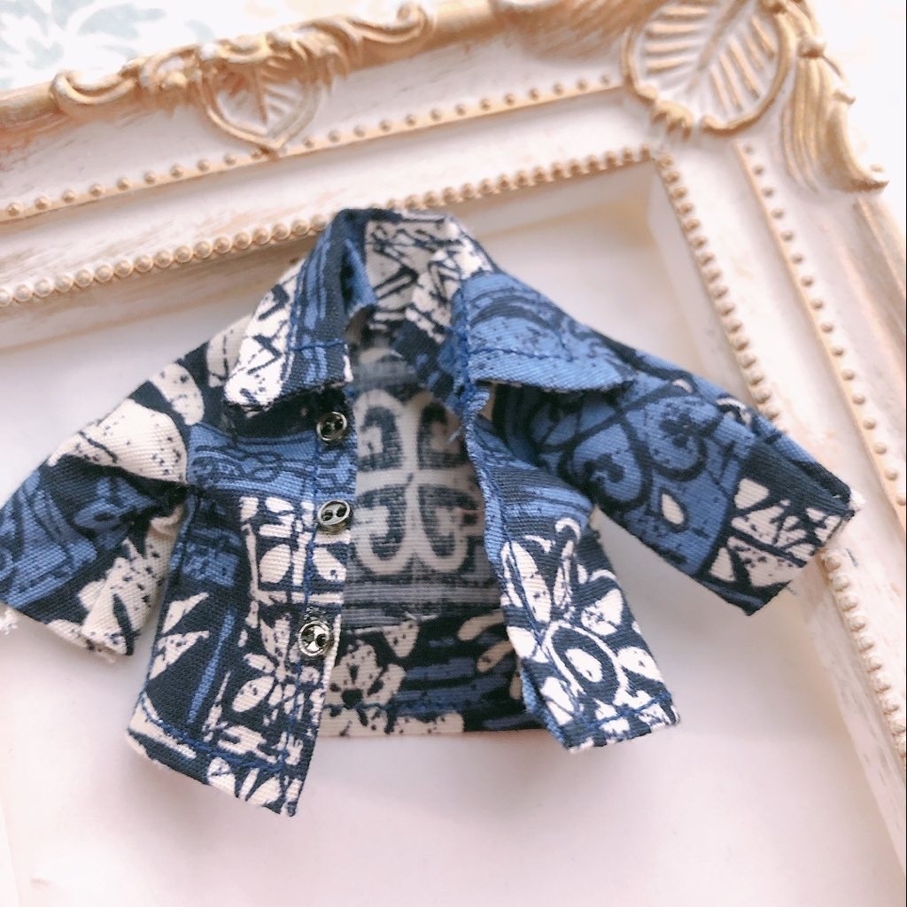 💙💙🌿ハワイアンボタニカル柄のシャツ🌿オビツ11ねんどろいどどーる兼用