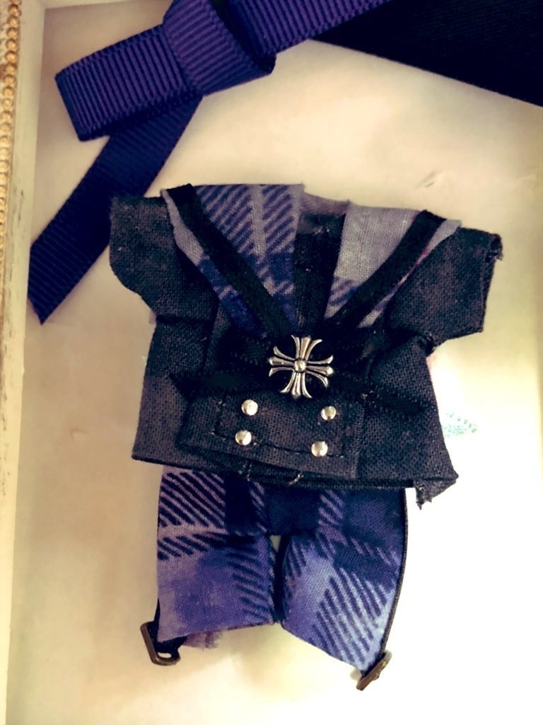 【2点セット】💙🖤🐰うさ耳チェック柄ブルーグレーセーラー服上下2点セット🖤オビツ11 ねんどろいどどーる