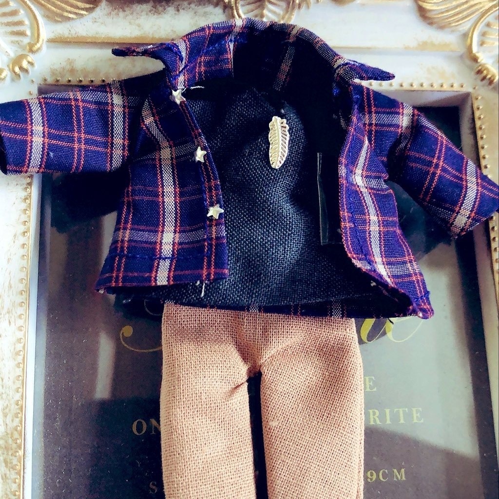 💙チェック柄のシャツ3点セット オビツ11ねんどろいどどーる兼用