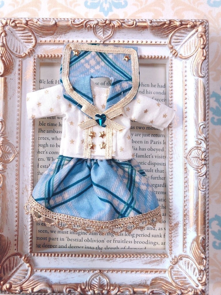 【セーラー】⭐️星がいっぱい⭐️ブルーチェックのセーラー服スカート上下2点セットオビツ11 ねんどろいどどーる