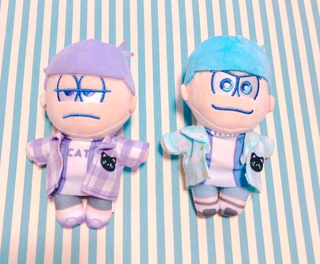 💜💙チル松松ぬいサイズ💜💙黒猫ポイント🐈⬛パステルギンガムチェックシャツ