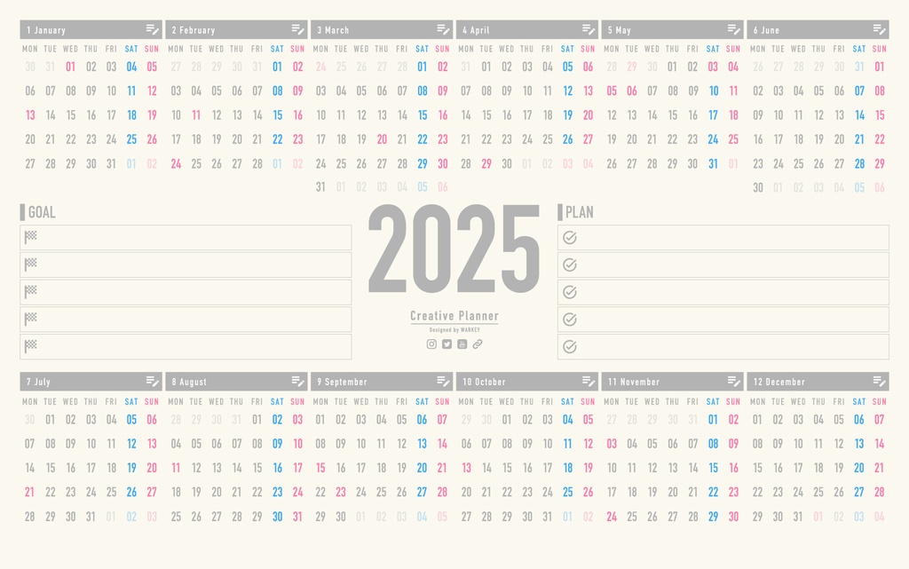 【無料お試し版】2025年版デジタルプランナー | Creative Planner 2025