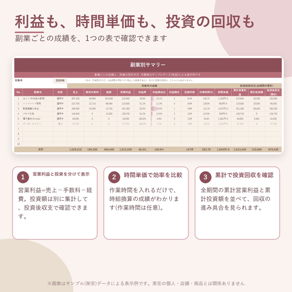 複数副業ポートフォリオ管理シート