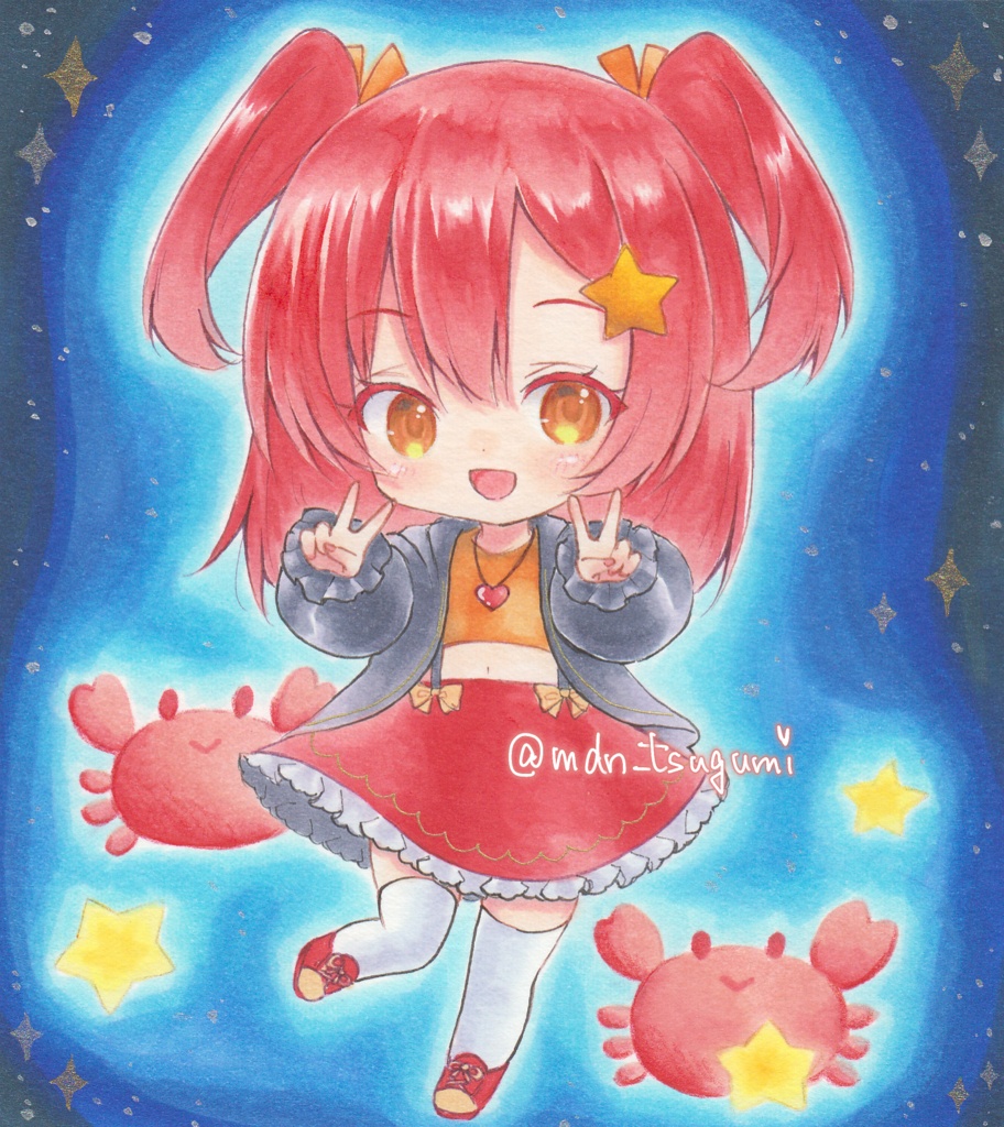 オリジナル手描きイラスト 寸松庵色紙 【小悪魔ちゃん】 - 手描きイラスト