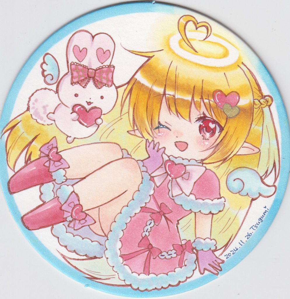 *手描きイラスト原画*創作*オリジナル*イリス*コースターカード*