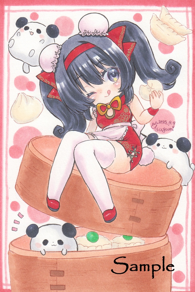 ＊手描きイラスト原画＊創作＊ポムちゃん＊はがきサイズ＊