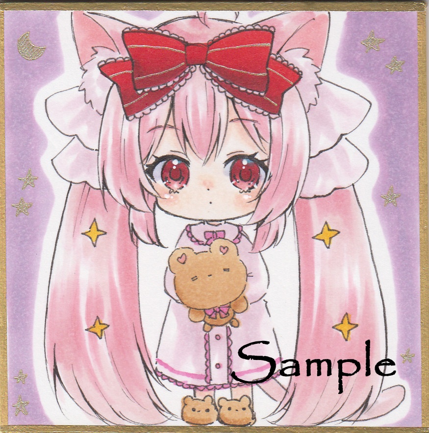 ＊手描きイラスト原画＊創作＊るぅちゃん（おねむ）＊豆色紙＊