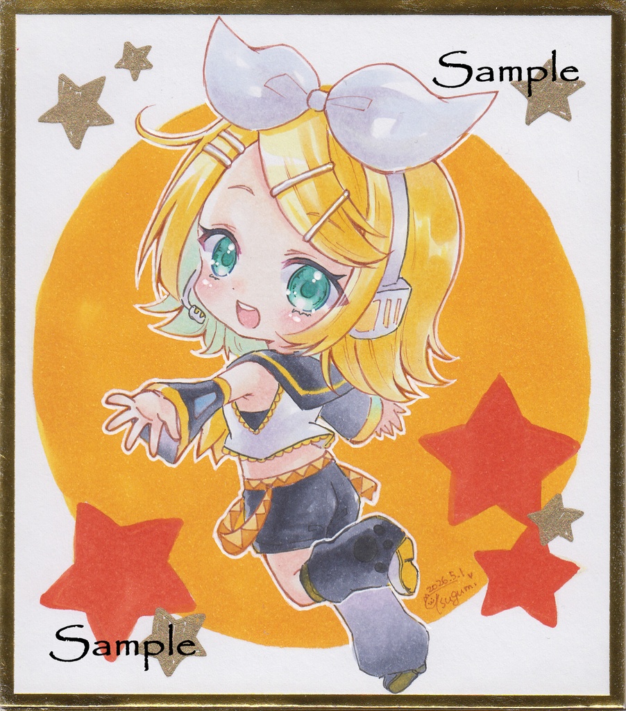 *手描きイラスト原画*VOCALOID*寸松庵色紙*4種*