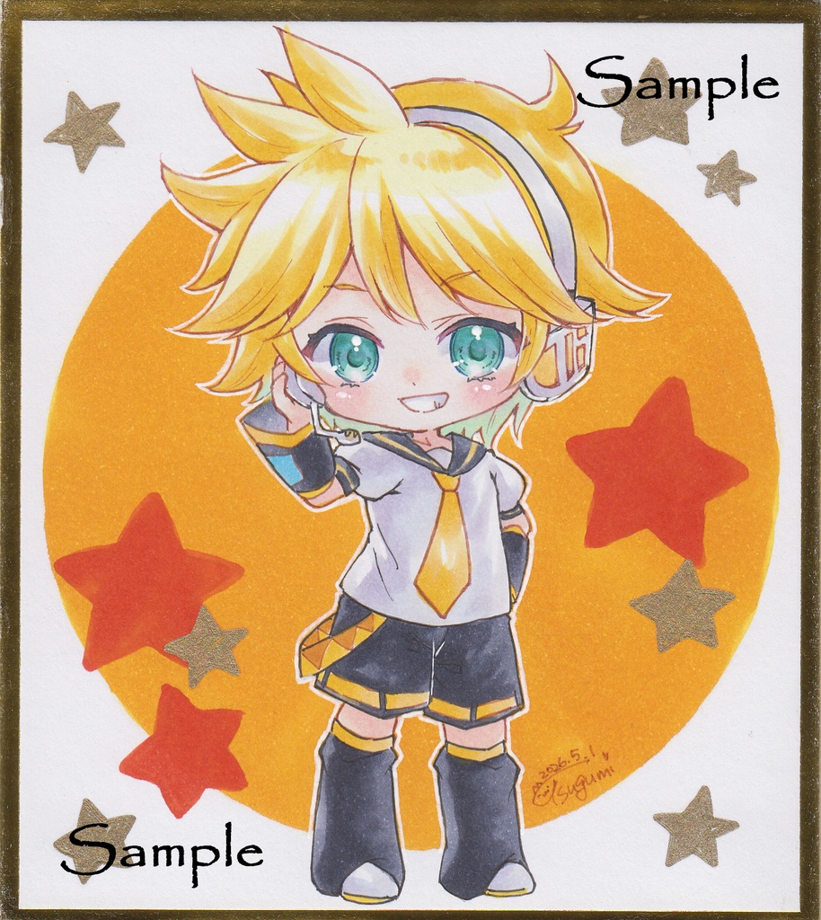 *手描きイラスト原画*VOCALOID*寸松庵色紙*4種*