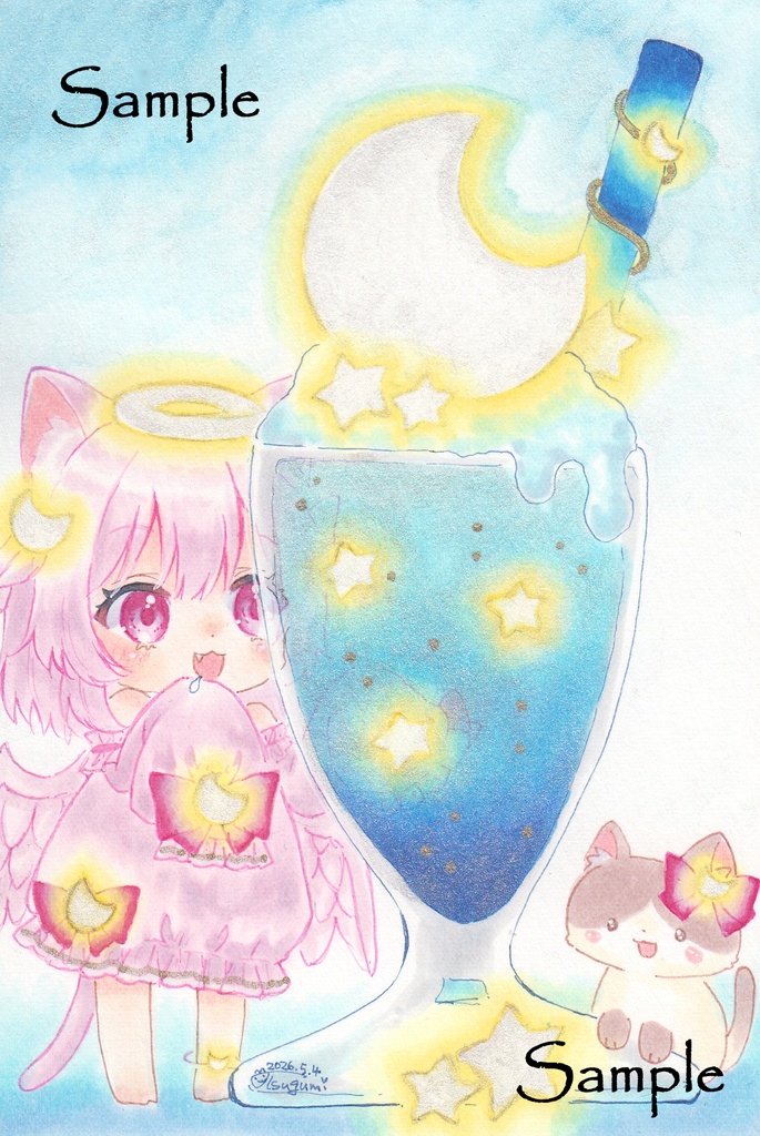 ＊手描きイラスト原画＊オリジナル＊アリア＊はがきサイズ＊