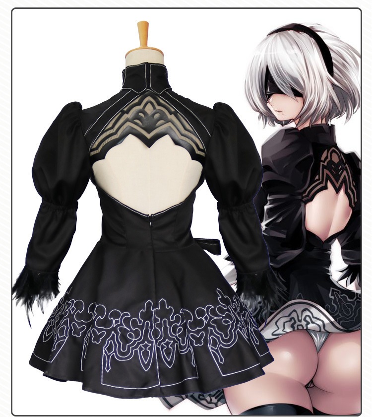 ウィッグ付き NieR:Automata (ニーアオートマタ) 2B ヨルハ二号B型 コスプレ ハロウィン ニーア レディース 女性 コスプレ コスチューム スカート ハロウィン クリスマス