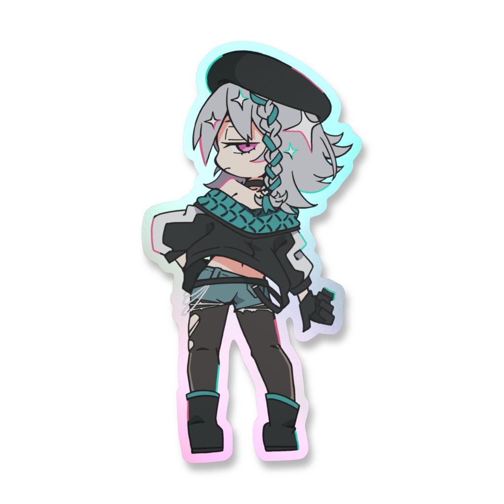 萌エト　オーロラスマホステッカー