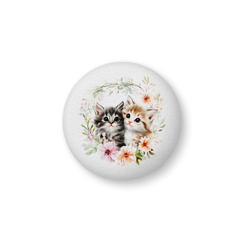 両面クッションカバー:猫のキャラメル&チョコ in Flower