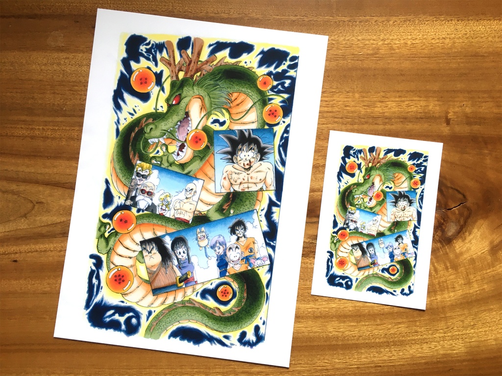 両面 A4ポスター/神龍 天下一武道会「マジュニア編」ジャンプ流!もどき×サイン描き・悟空