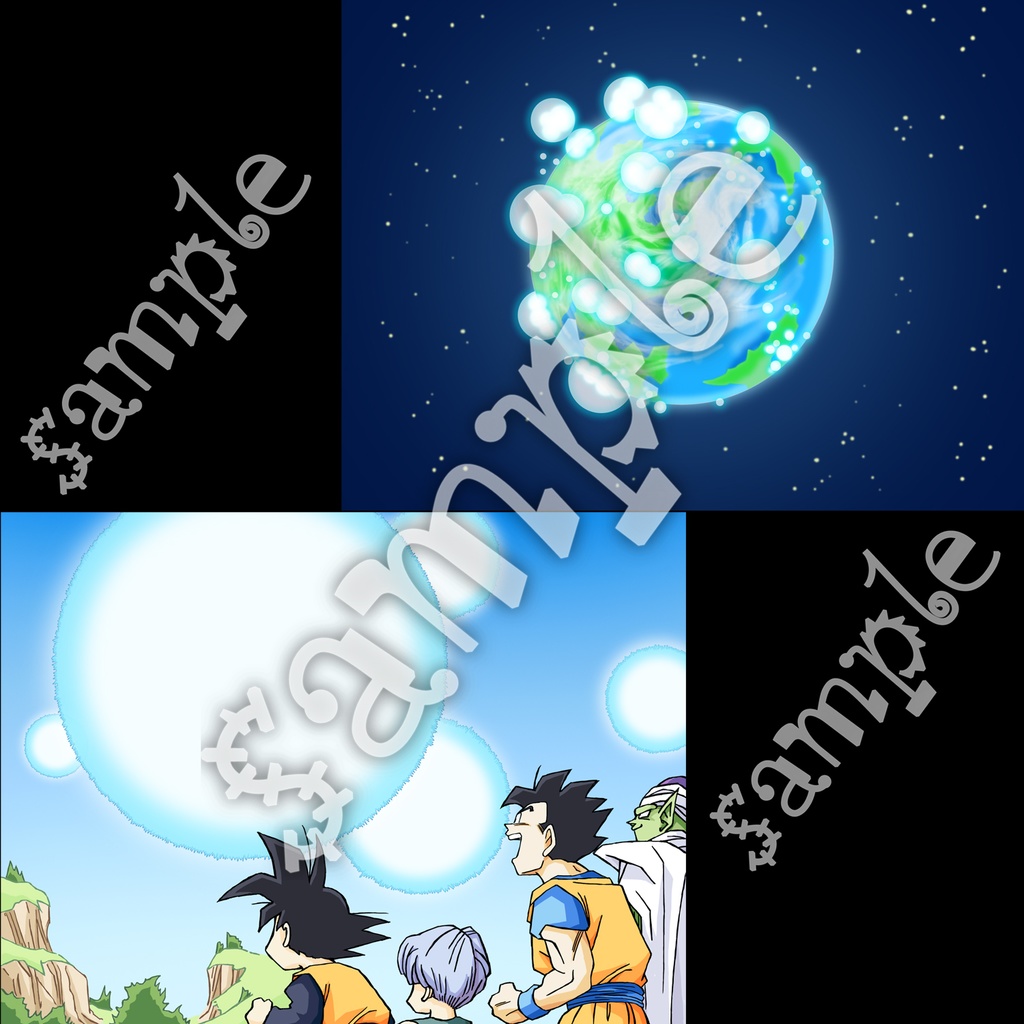 悟空&ベジータ 元気玉 魔人ブウ消滅 etc・原画イラスト8枚+スマホ12枚/ドラゴンボール手描き動画 YouTube