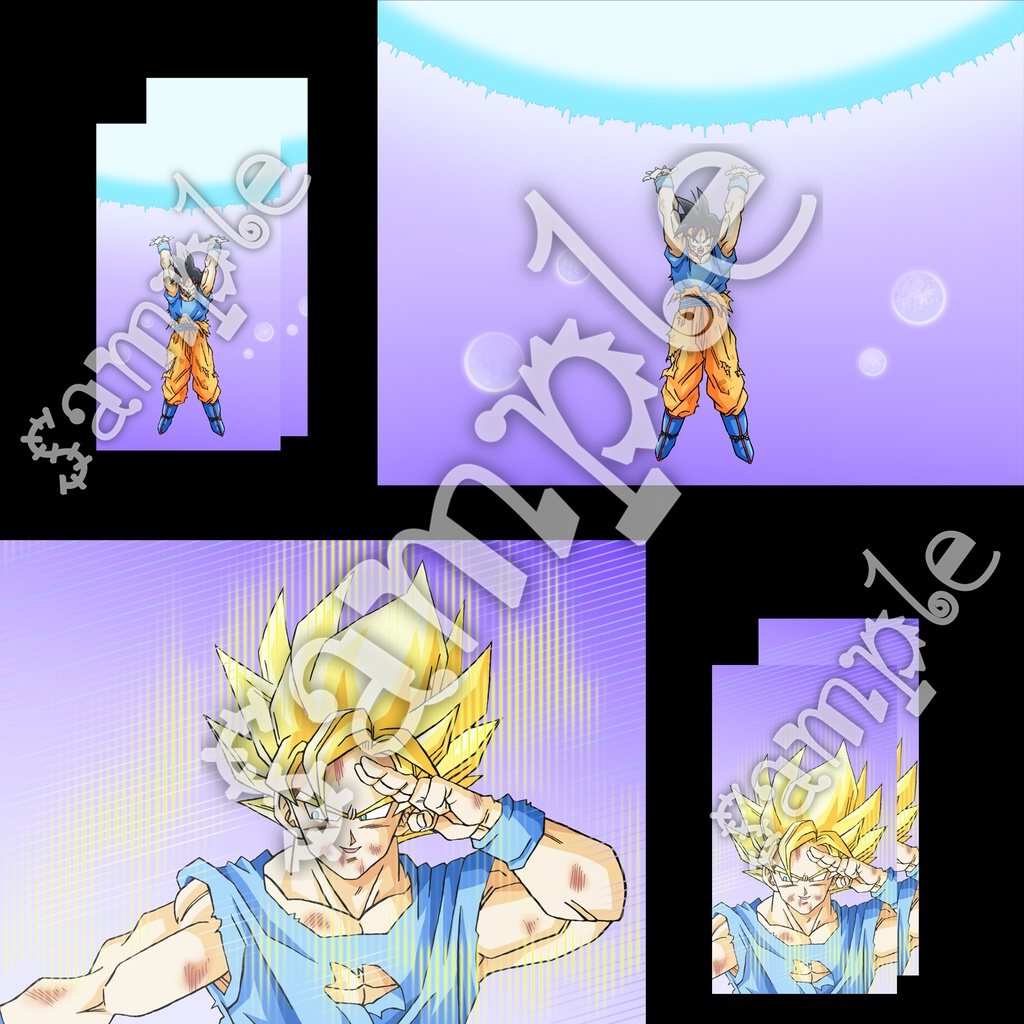 悟空&ベジータ 元気玉 魔人ブウ消滅 etc・原画イラスト8枚+スマホ12枚/ドラゴンボール手描き動画 YouTube