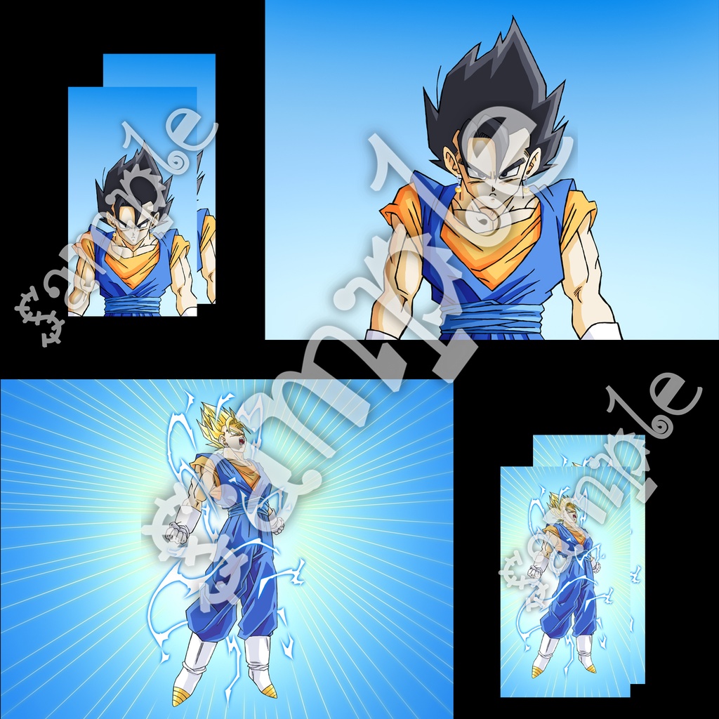 ベジット 悟空&ベジータ ポタラ合体 etc・原画イラスト5枚+スマホ12枚/ドラゴンボール手描き動画 YouTube