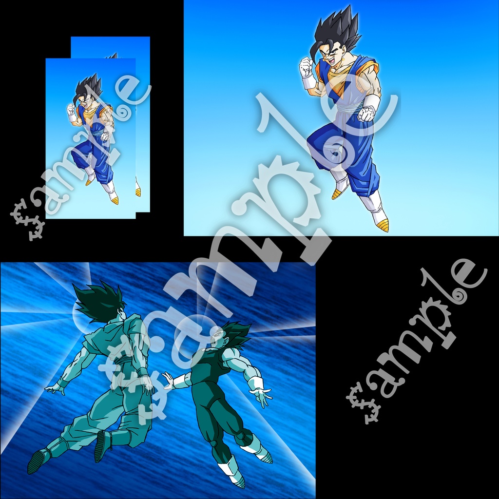 ベジット 悟空&ベジータ ポタラ合体 etc・原画イラスト5枚+スマホ12枚/ドラゴンボール手描き動画 YouTube