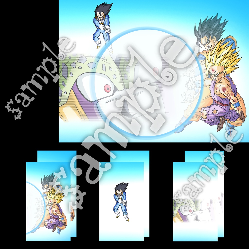 親子かめはめ波 セル etc・原画イラスト3枚+スマホ6枚/ドラゴンボール手描き動画 YouTube