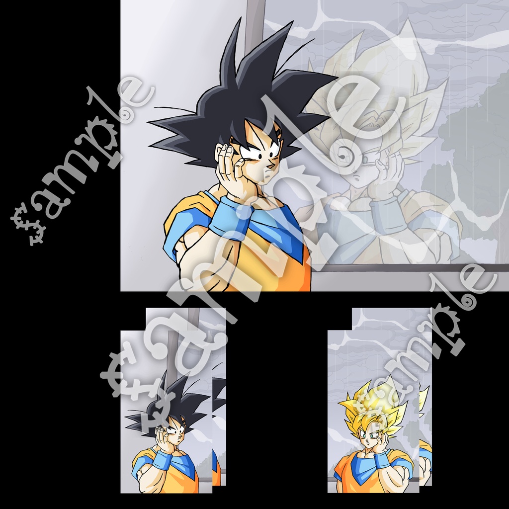 悟空対ベジータ スカウター etc・原画イラスト6枚+スマホ10枚/ドラゴンボール手描き動画 YouTube