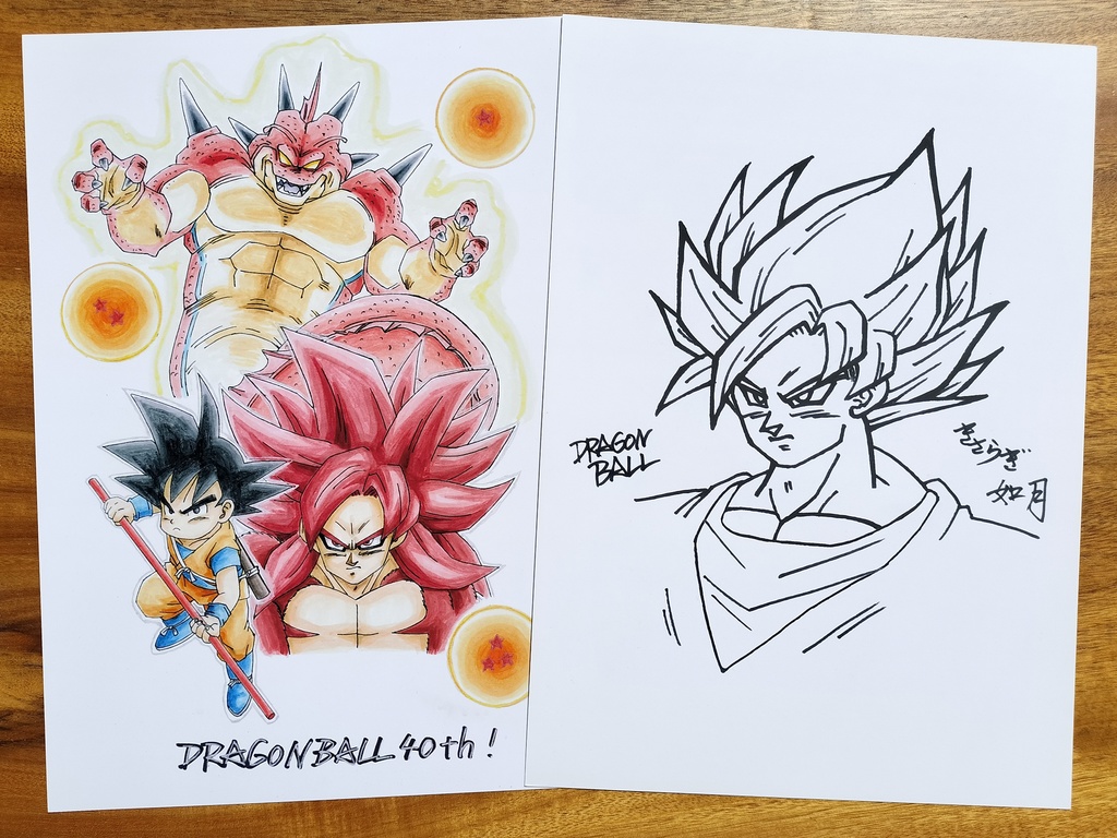 両面 A4ポスター/悟空 超サイヤ人4 ドラゴンボールDAIMA・年賀状もどき×サイン描き・超サイヤ人悟空 塗り絵