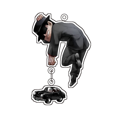 吊し上げサングラスの上からヘルメットを被る男と雨蛙